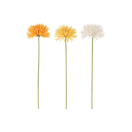 Conjunto de 3 crisantemos de plástico naranja - blanco - amarillo 13x7x60 cm