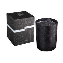 Vela perfumada Happy faces 70H en tarro de vidrio negro 9.5x9.5x12.5 cm