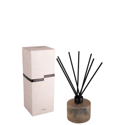 Aceite perfumado con palitos de vidrio beige de 8.5x8.5x23.5 cm