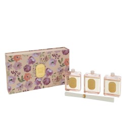 Caja de 3 aceites perfumados con probador en parafina rosa 22.7x4.9x13.3 cm