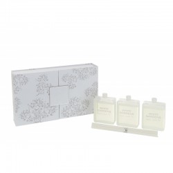Caja de 3 aceites perfumados en vidrio blanco 22.5x4.5x13.5 cm