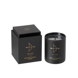 Vela perfumada signo sagitario 50H en tarro de vidrio negro 8x8x9.5 cm