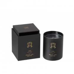 Bougie parfumée signe vierge 50H dans pot en verre noir 8x8x9.5 cm