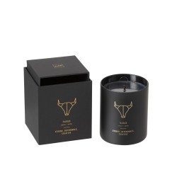 Vela perfumada signo de Tauro 50H en tarro de vidrio negro 8x8x9.5 cm