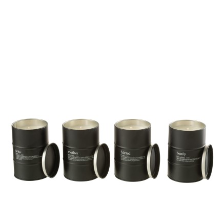 Set de 4 Bougies parfumées en Paraffine noir 7.5x7.5x11.5 cm