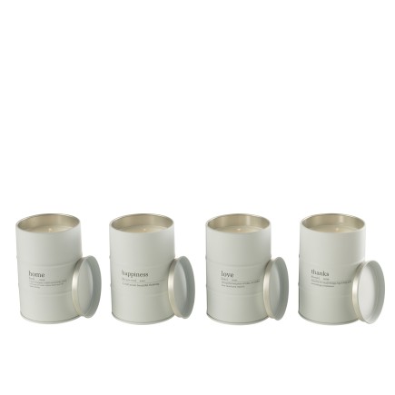 Set de 4 Bougies parfumées en Paraffine blanc 7.5x7.5x11.5 cm