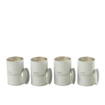 Set de 4 Bougies parfumées en Paraffine blanc 7.5x7.5x11.5 cm