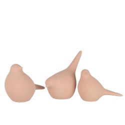SET 3 OISEAUX CERAMIQUE ROSE SAUMON