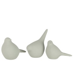 SET 3 OISEAUX CERAMIQUE VERT MENTHE