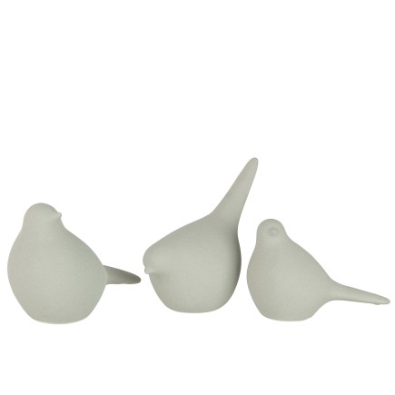 SET 3 OISEAUX CERAMIQUE VERT MENTHE