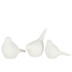 Conjunto de 3 pájaros de cerámica blanco 18.5x11x18 cm