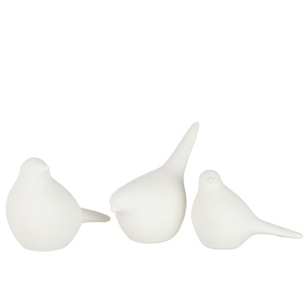 Conjunto de 3 pájaros de cerámica blanco 18.5x11x18 cm