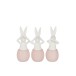 Set de 3 lapins de la sagesse en céramique rose 9x9x25 cm Set de 3 lapins de la sagesse en céramique rose 9x9x25 cm