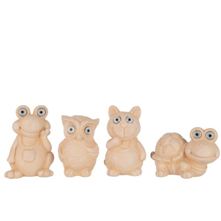Lot de 4 personnages solaire en céramique terracotta 16x21x23cm