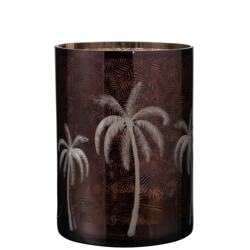 Portavelas de vidrio marrón 17.5x17.5x24 cm
