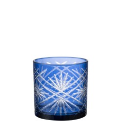 Photophore en verre bleu 15x15x15 cm