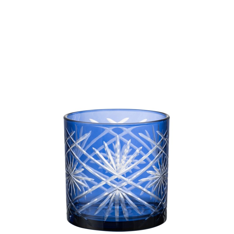 Photophore en verre bleu 15x15x15 cm