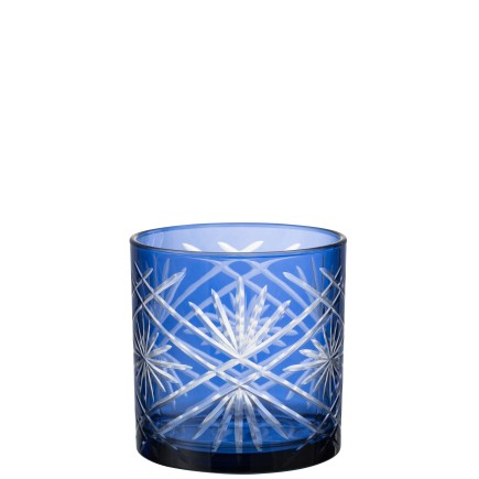 Photophore en verre bleu 15x15x15 cm