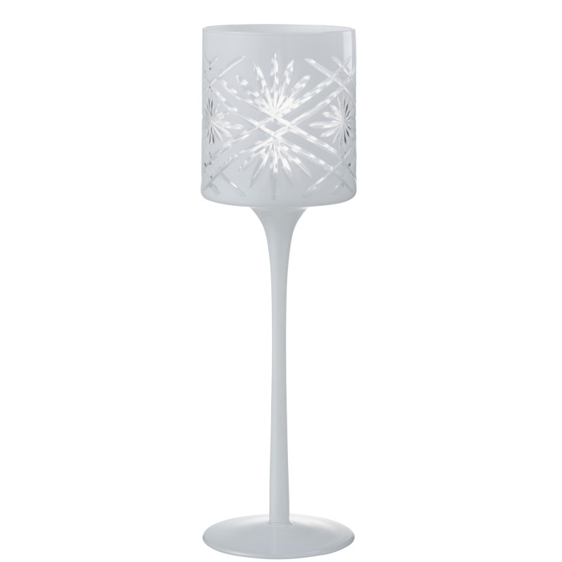 Photophore en verre blanc 9x9x30 cm Photophore en verre blanc 9x9x30 cm