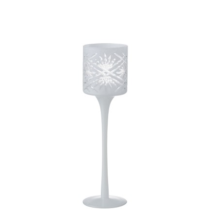 Portavelas de vidrio blanco 7x7x25 cm