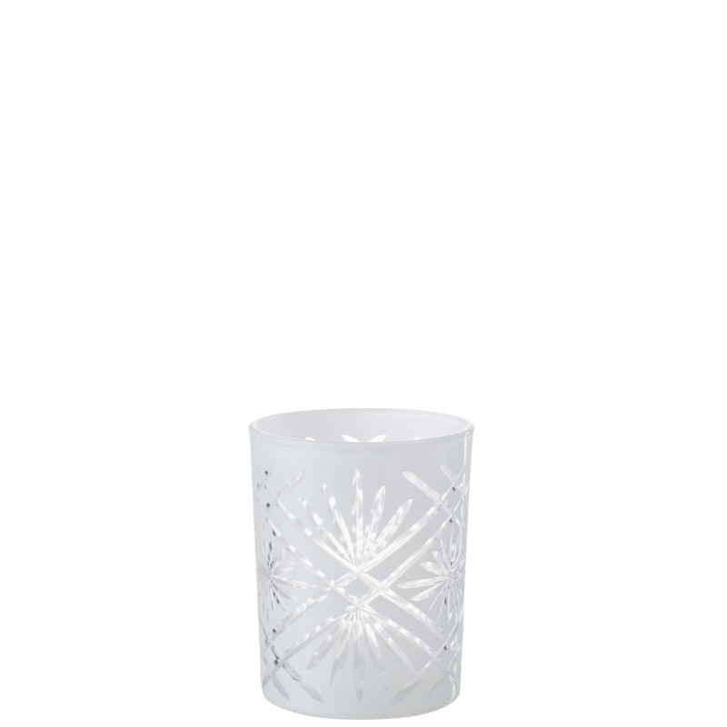 Portavelas de vidrio blanco 10x10x12.5 cm