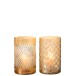Lot de 2 photophore diamant en verre doré 12x12x20 cm Lot de 2 photophore diamant en verre doré 12x12x20 cm