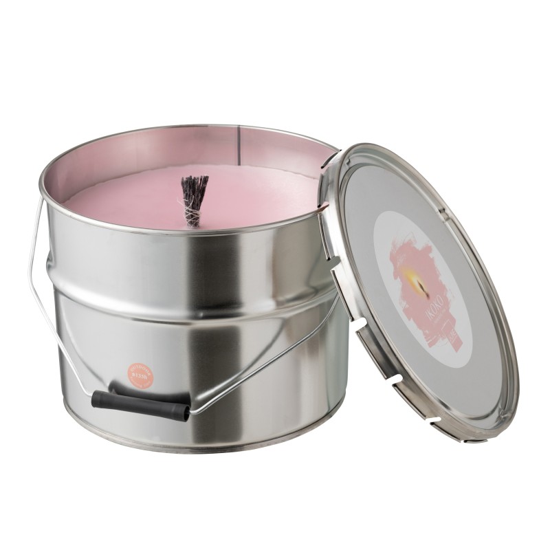 Vela exterior en tarro de pintura de parafina rosa 135H