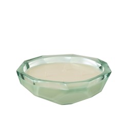 Bougie parfumée plate dans pot en verre transparent 24.5x24.5x8 cm