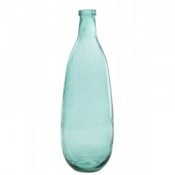 Vase bouteille en verre azur 25x25x75 cm