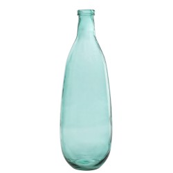 Vase bouteille en verre azur 25x25x75 cm