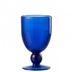 Verre à vin en verre bleu foncé H15cm