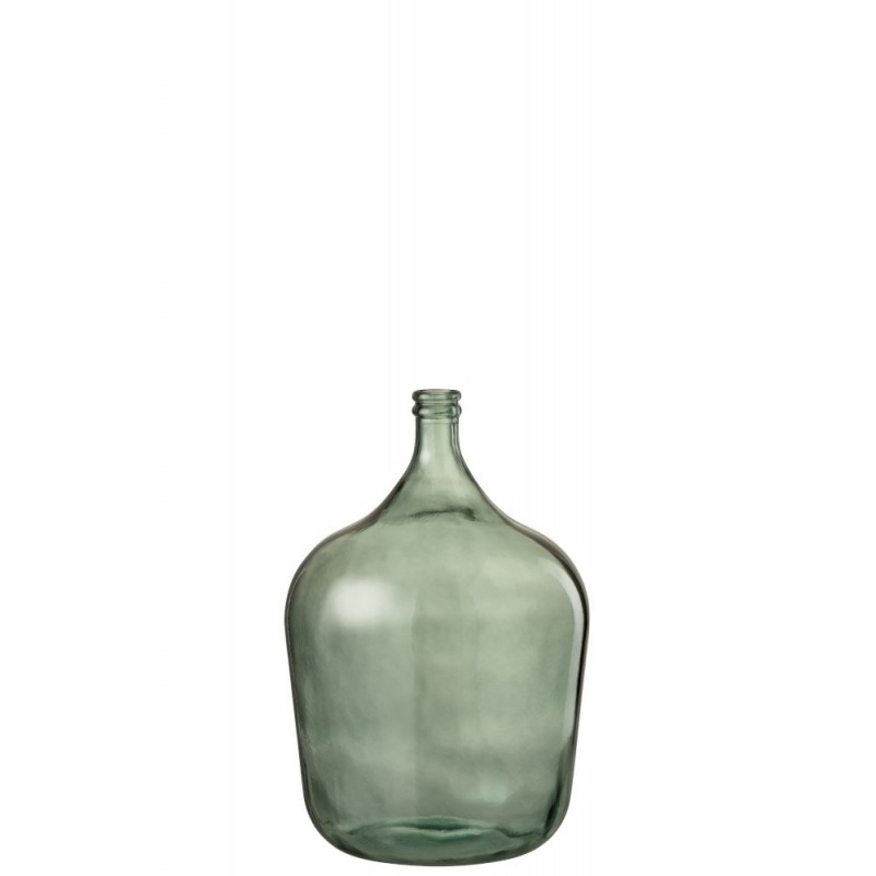 Vase dame jeanne transparent de couleur verte 56 cm