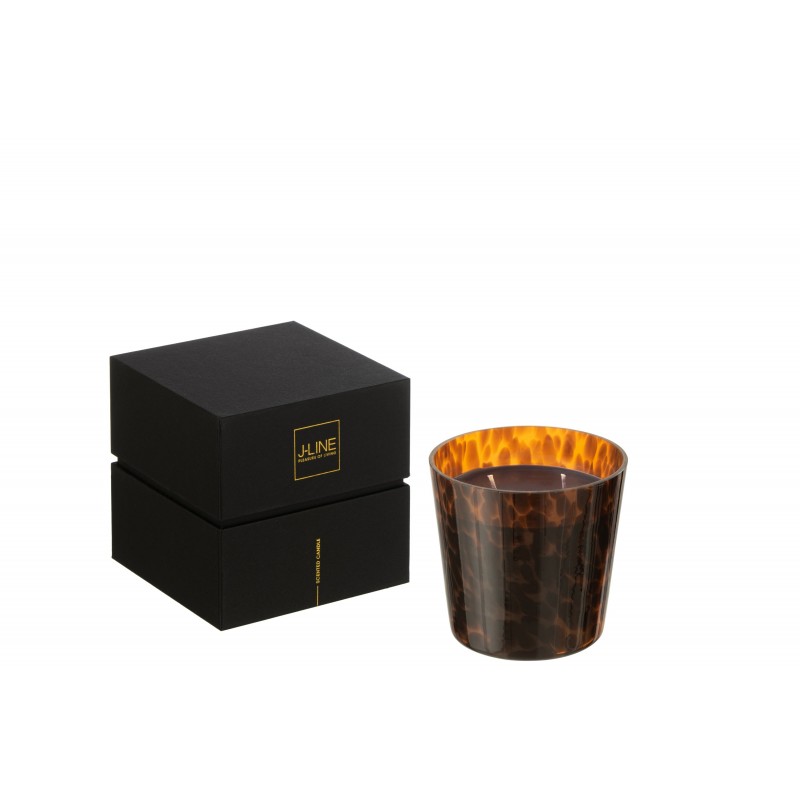 Bougie parfumée 50H dans pot en verre marron 12x12x11.5 cm