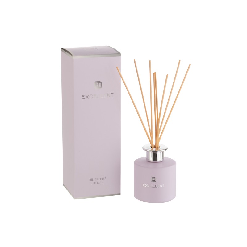 Aceite perfumado con palitos de vidrio morado 8x8x27 cm