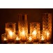 Lot de 2 photophore diamant en verre doré 11x11x32 cm Lot de 2 photophore diamant en verre doré 11x11x32 cm