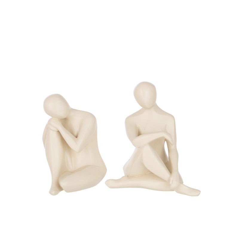 Lot de 2 personnages agenouillé en résine beige 21x15x25cm Lot de 2 personnages agenouillé en résine beige 21x15x25cm
