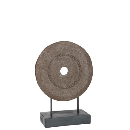 Tondo su base in resina marrone 35x14x47 cm