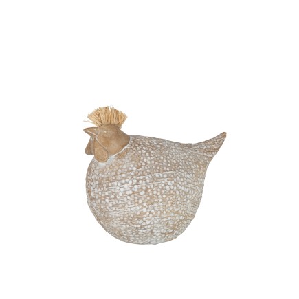 POULE BOHO RESINE BEIGE MEDIUM