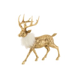 Renne de Noël en résine doré 40x16x37 cm -(1 BOIS CASSÉ)