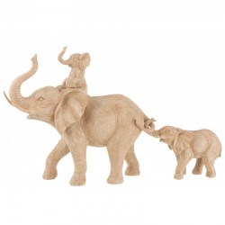 Éléphants en résine beige 71.5x16x41.5 cm
