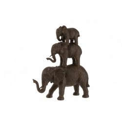 Éléphants en résine marron 33x32x40 cm