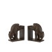 SET DE 2 SERRE-LIVRES ELEPHANT RESINE MARRON FONCE