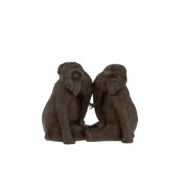 Couple d’éléphants en résine marron 35.5x20.5x29 cm