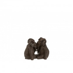Couple d’éléphants en résine marron 24x13x19.5 cm
