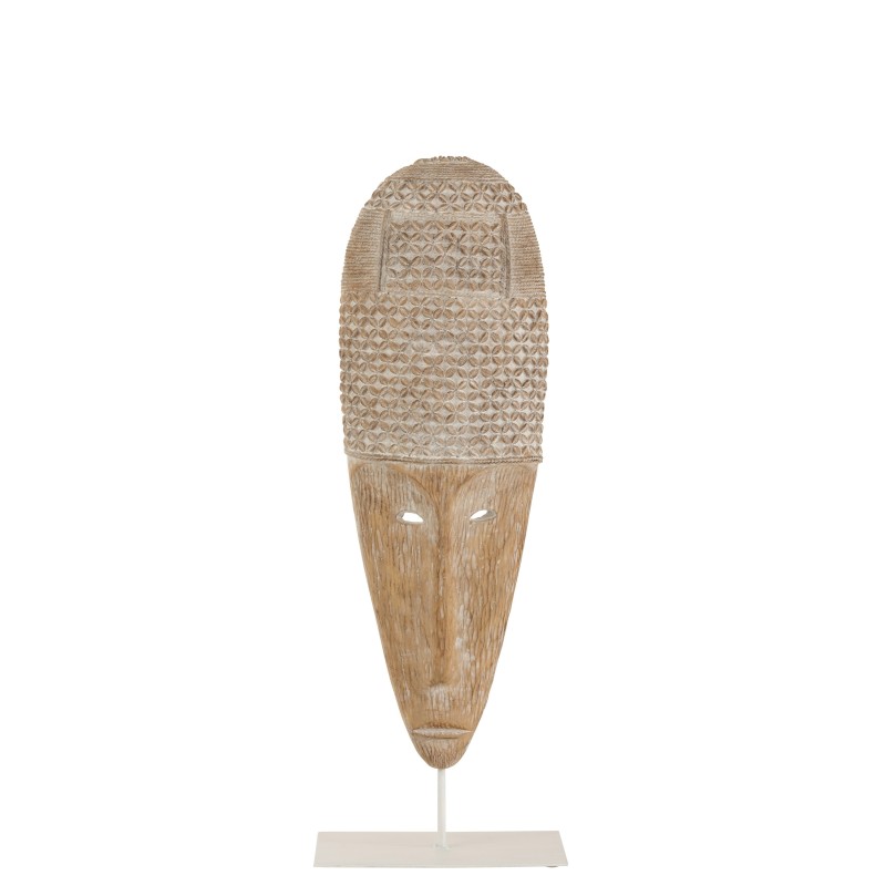 Máscara en pedestal de resina natural de 23.5x12x64.5 cm