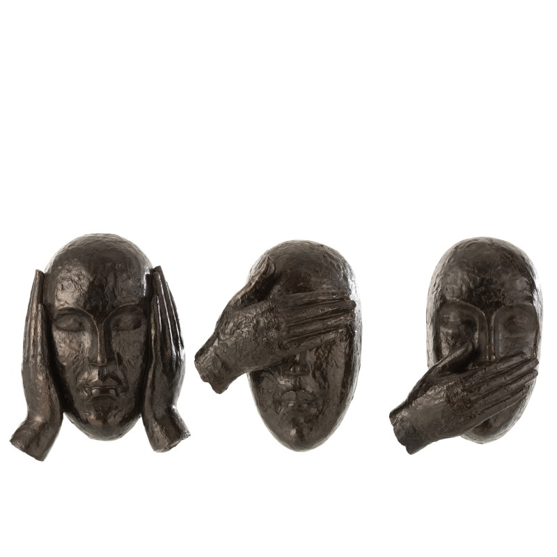 Décoration murale figurine de la sagesse visage en résine marron 20cm