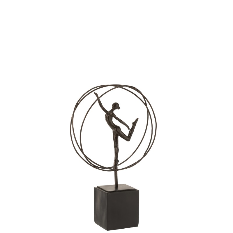 Gimnasta en círculo de resina marrón de 22x8x36 cm