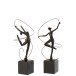 Set de 2 gymnastes sur socle en résine marron 20x18x46 cm Set de 2 gymnastes sur socle en résine marron 20x18x46 cm