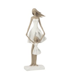 Madre e figlia in resina bianca 15.5x10x45 cm