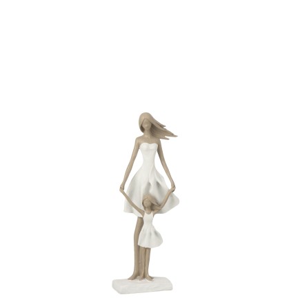 Madre e hija en resina blanco 12x7.5x32.5 cm